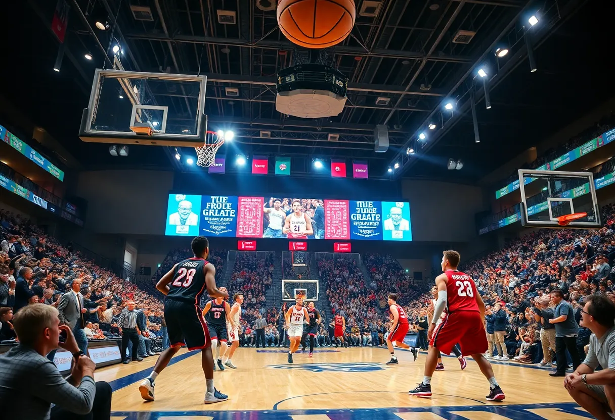 Grand Canyon University basketball team in action during the game against Stetson.
