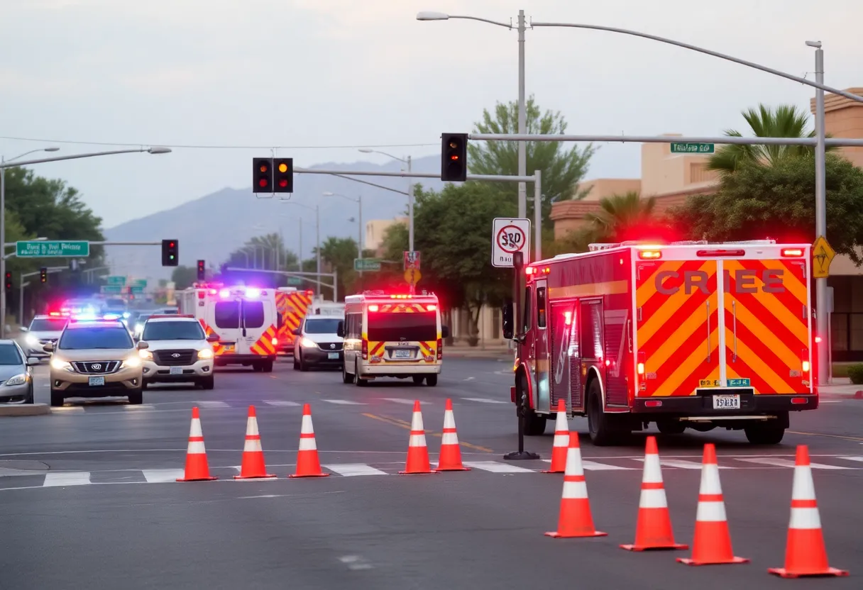 Emergency vehicles at the scene of a fatal crash in Glendale, Arizona.
