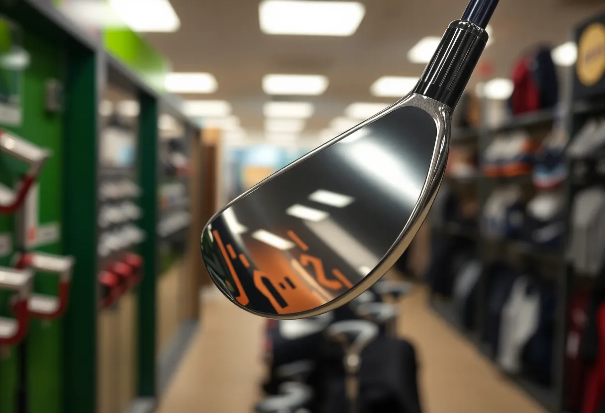 An image showcasing a high-end golf club in a store setting.