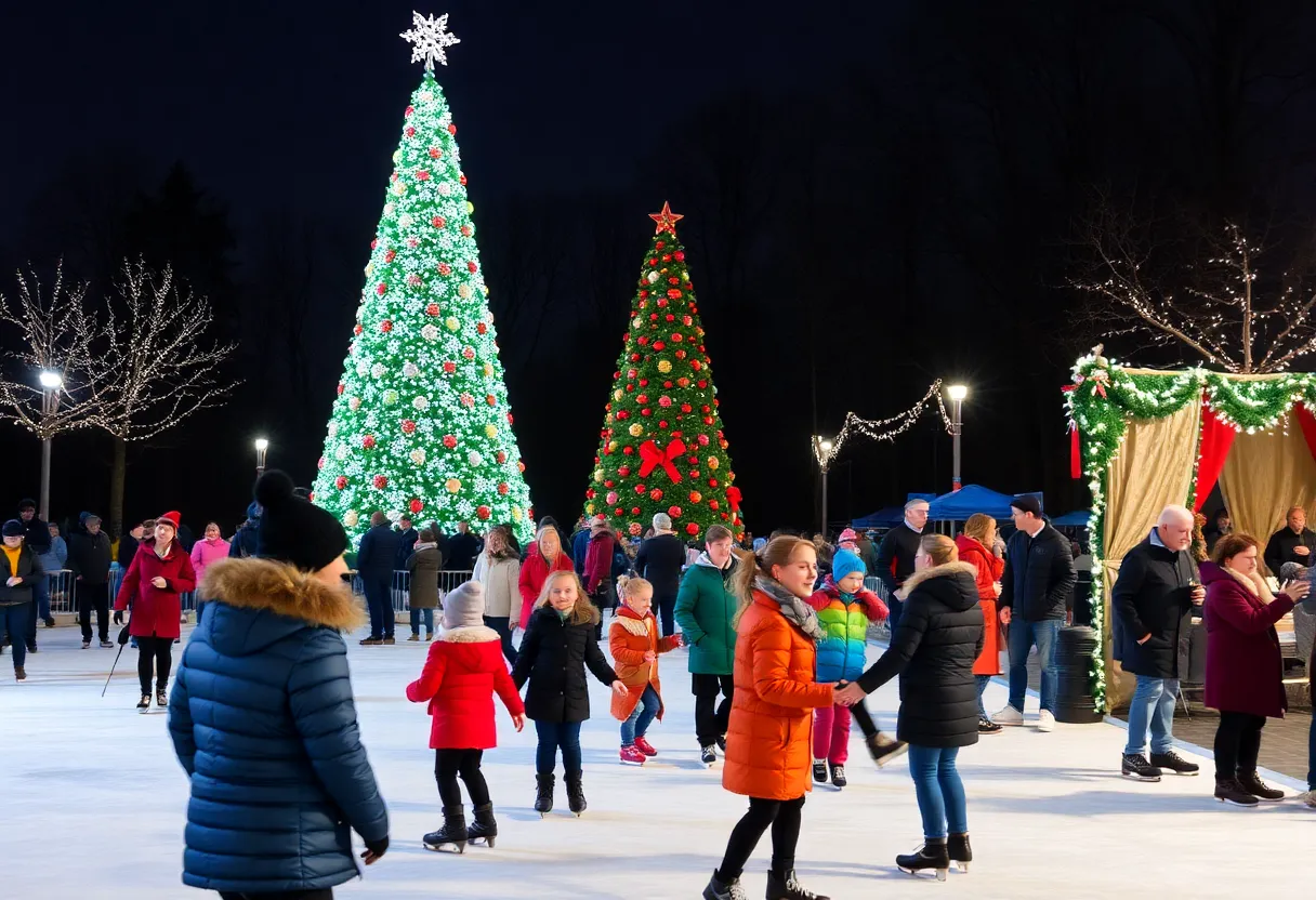 Families enjoying holiday activities at Goodyear Civic Square Park
