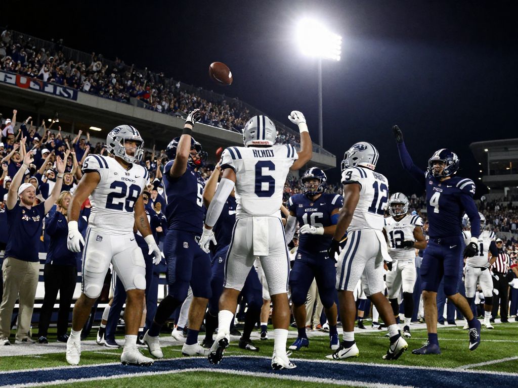 Minnesota Gophers team celebrating their overtime victory in the Rate Bowl