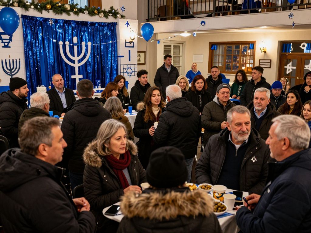 Jewish community members celebrating Hanukkah with enhanced security measures in Arizona.