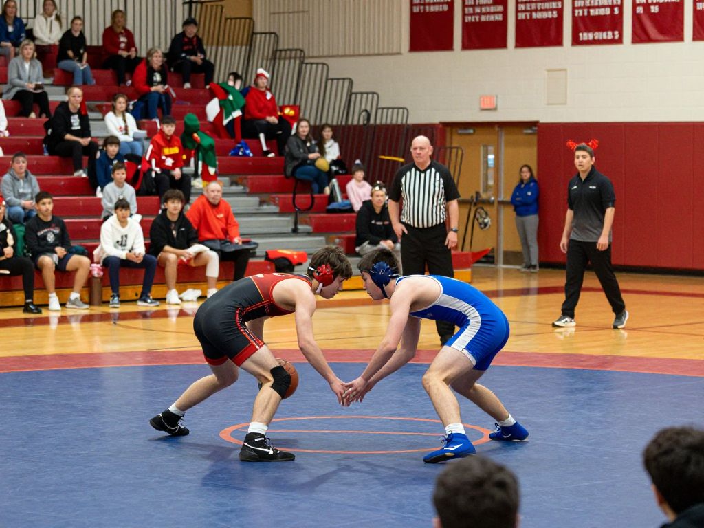 High school basketball and wrestling athletes performing during a holiday week competition in Phoenix.