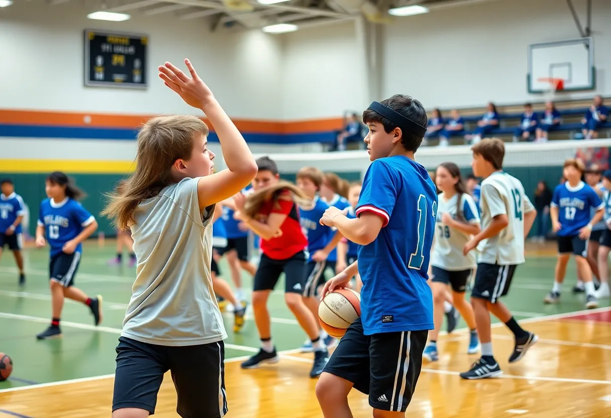 High school athletes competing in sports