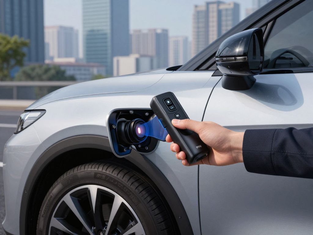 High-tech automotive security features in a modern car