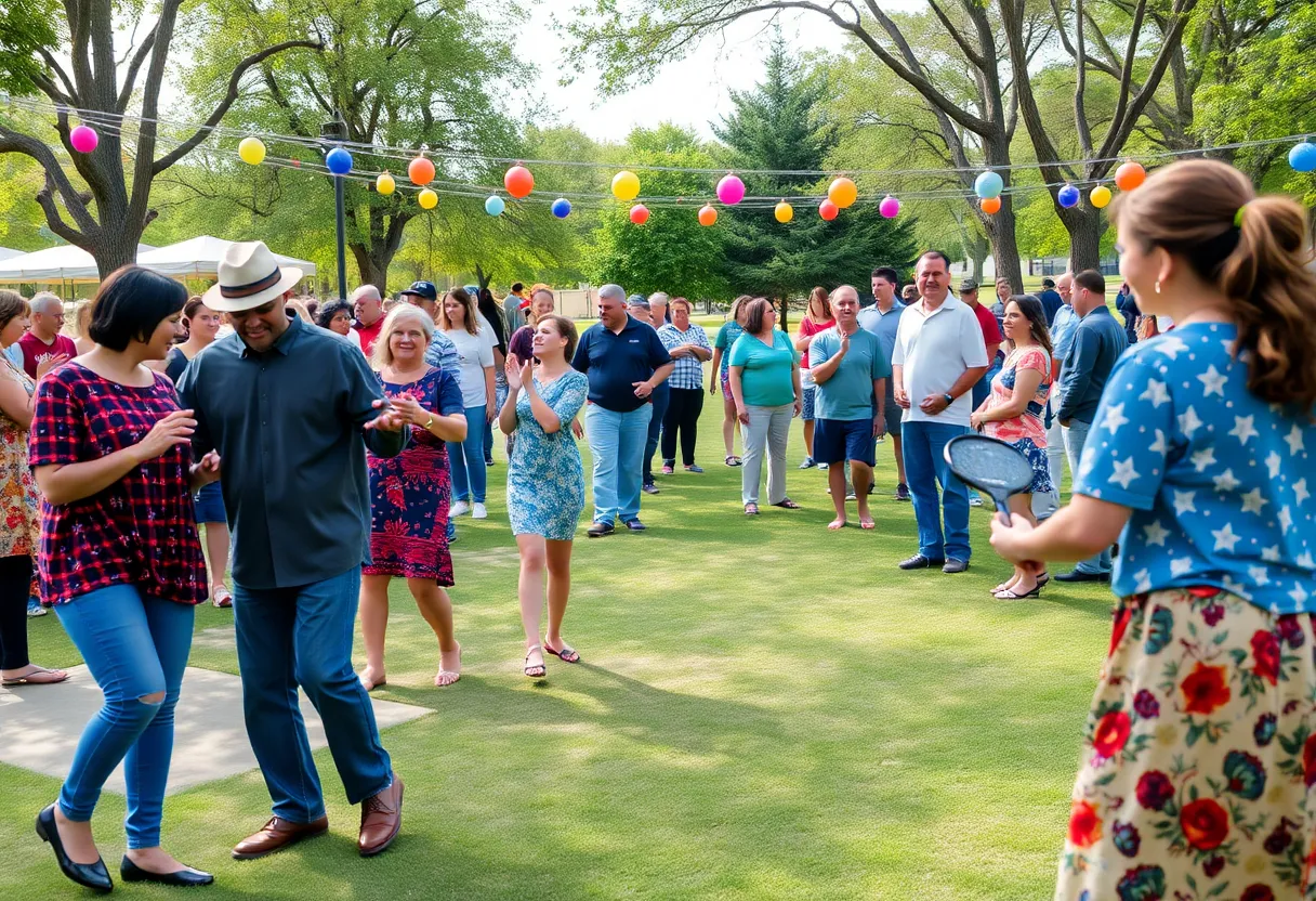 Community members enjoying salsa dancing and pickleball at Latin Night.