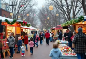 Families enjoying the festive Merriment in Melrose community event.