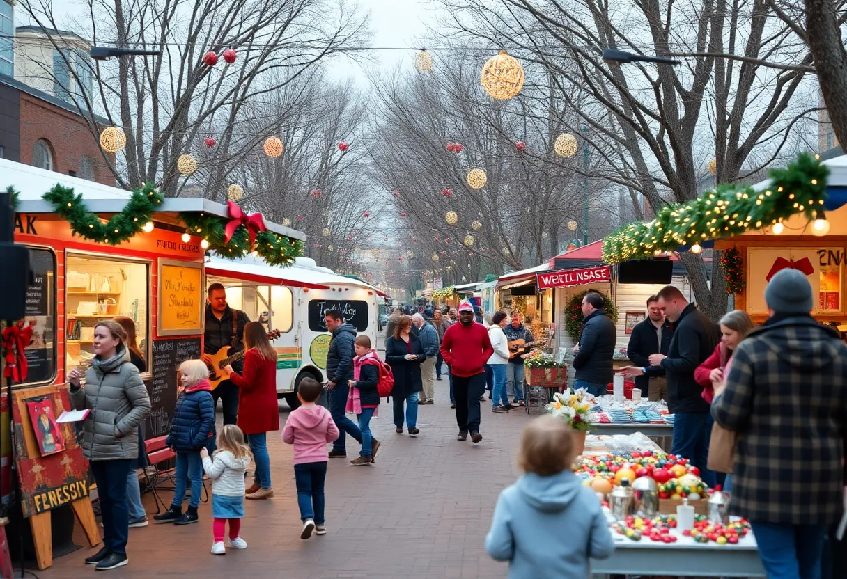Families enjoying the festive Merriment in Melrose community event.