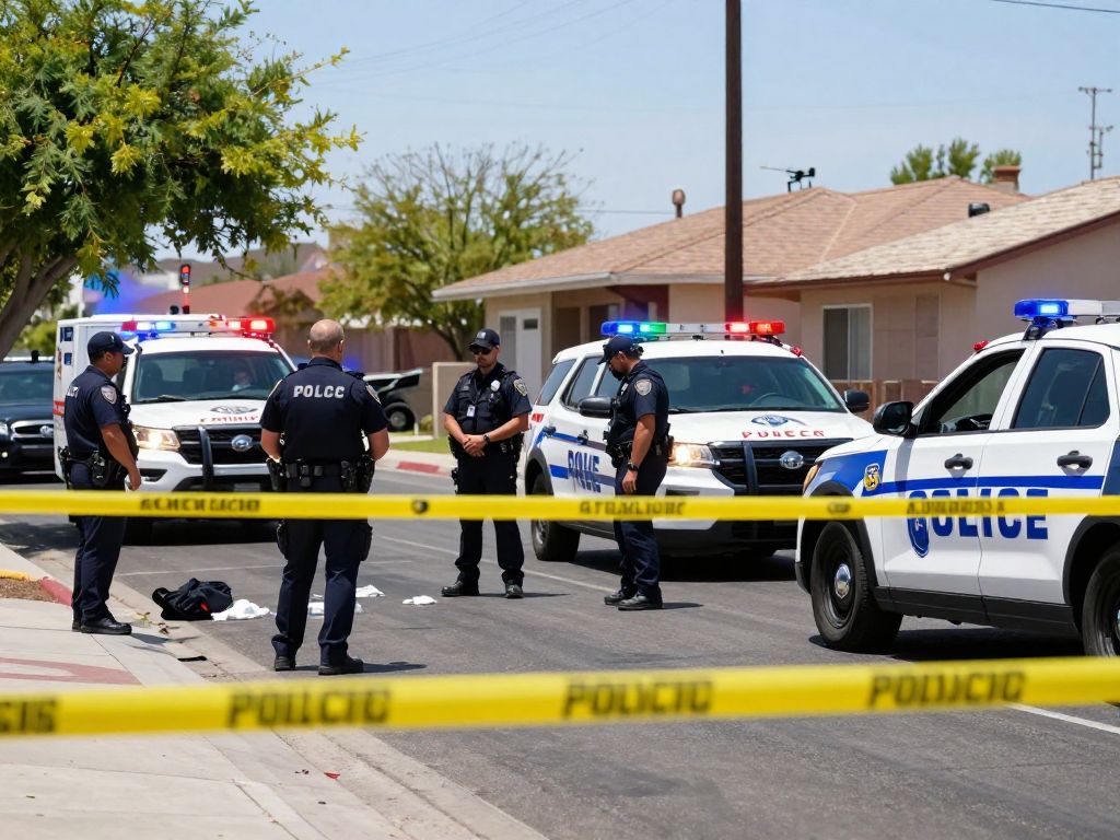 Police officers at a shooting scene in Mesa, Arizona