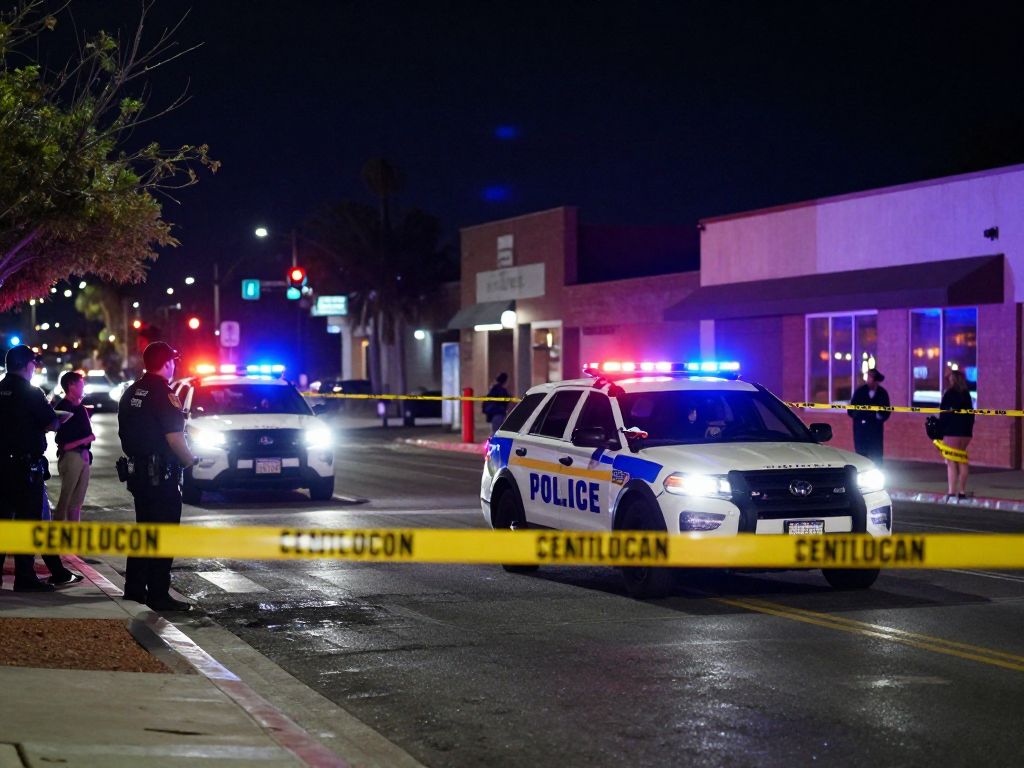 Scene of a shooting incident in Mesa Arizona with police presence