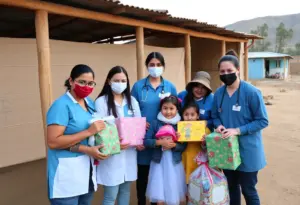 Healthcare students from MexZona providing service in rural Sonora, Mexico.