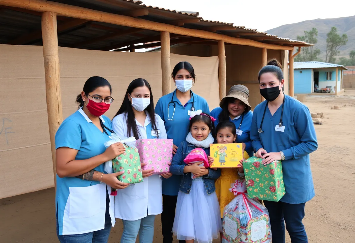 Healthcare students from MexZona providing service in rural Sonora, Mexico.