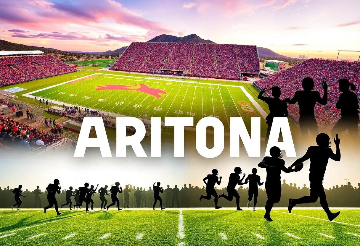 NAU Football recruits celebrating on the field.