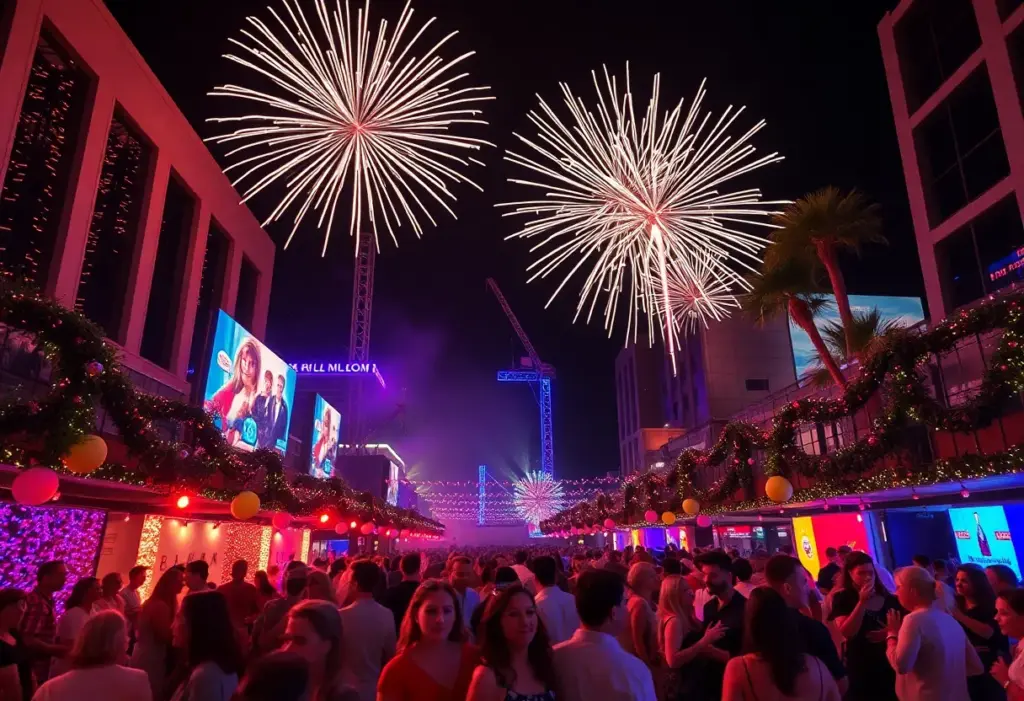 Crowd celebrating New Year's Eve in downtown Phoenix