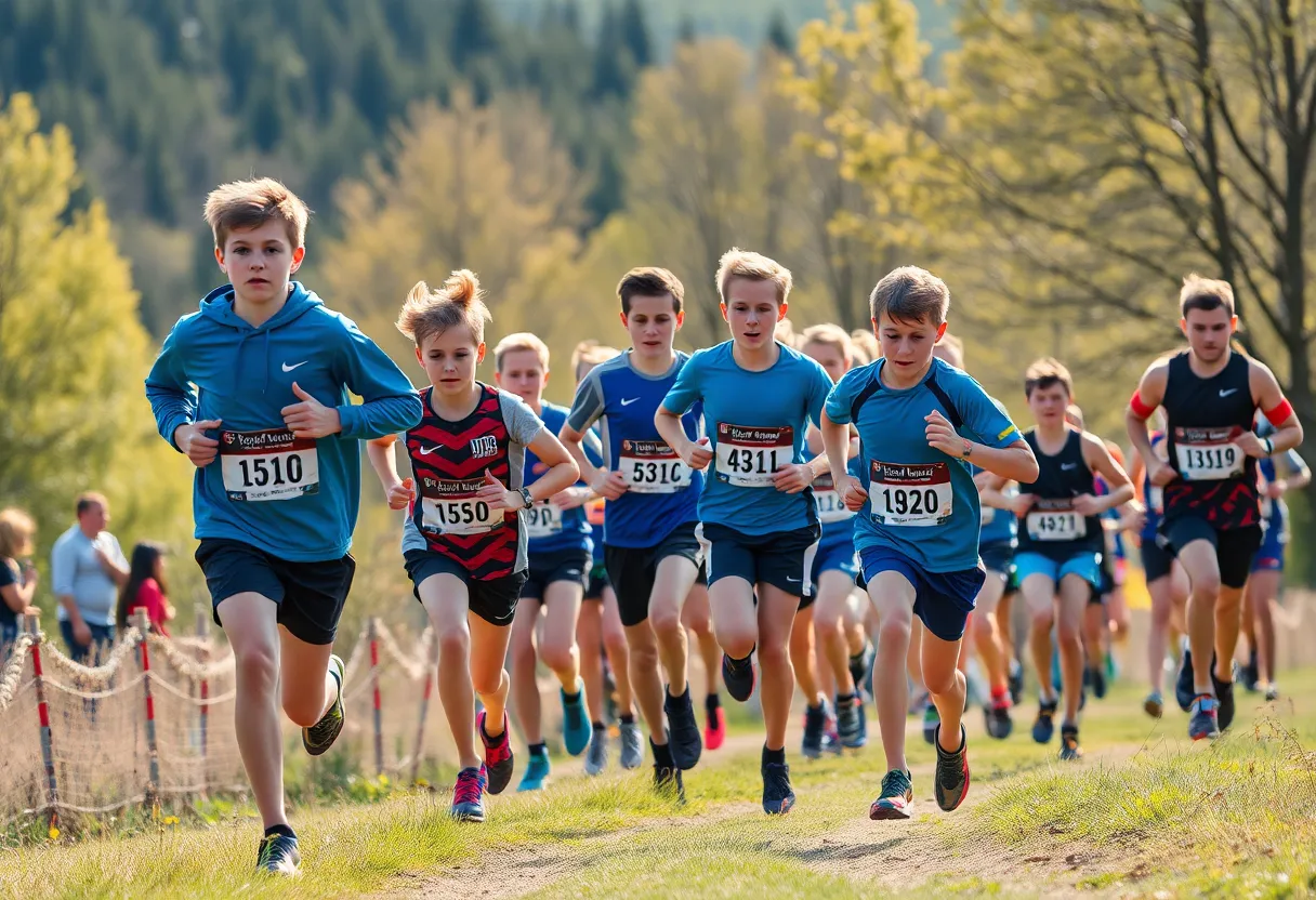 Young cross-country runners racing at Nike Cross Nationals