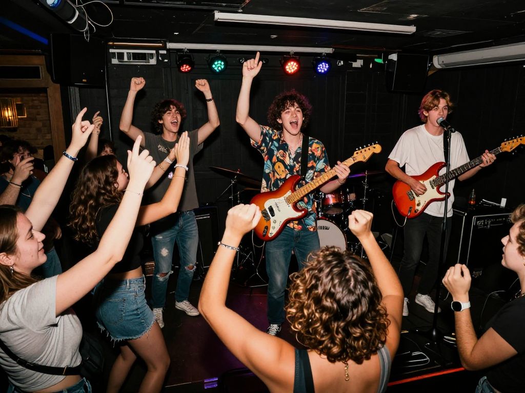 Indie pop band People Who Could Fly performing at a local venue in Phoenix.