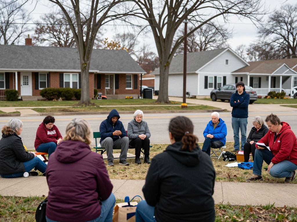Community members gather in vigil in Peoria, Illinois