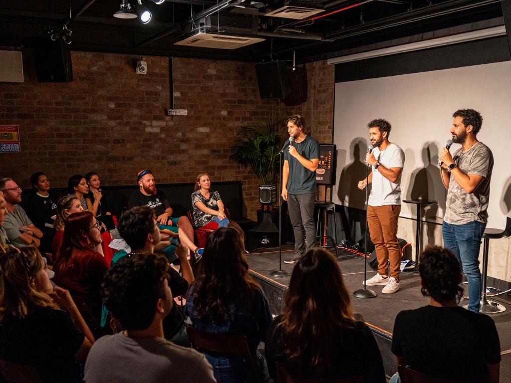 Vibrant Phoenix arts scene with musicians and comedians performing