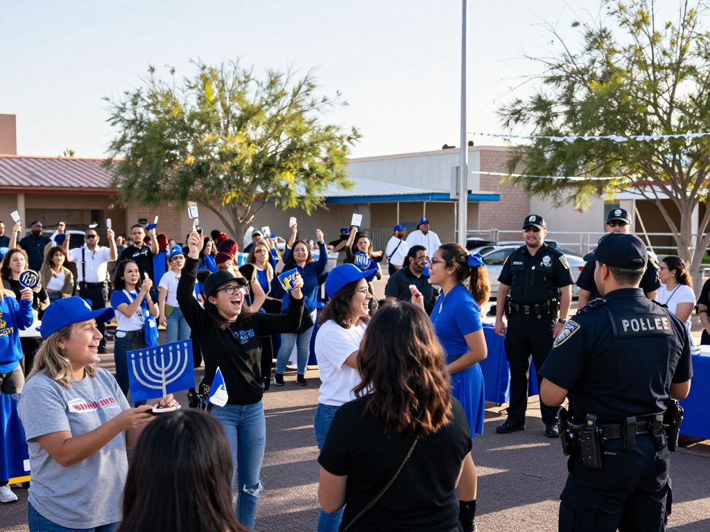 Security measures being implemented at a Phoenix AZ Jewish gathering.