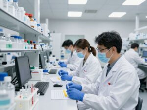 Researchers in a Phoenix biotechnology lab working on vaccines