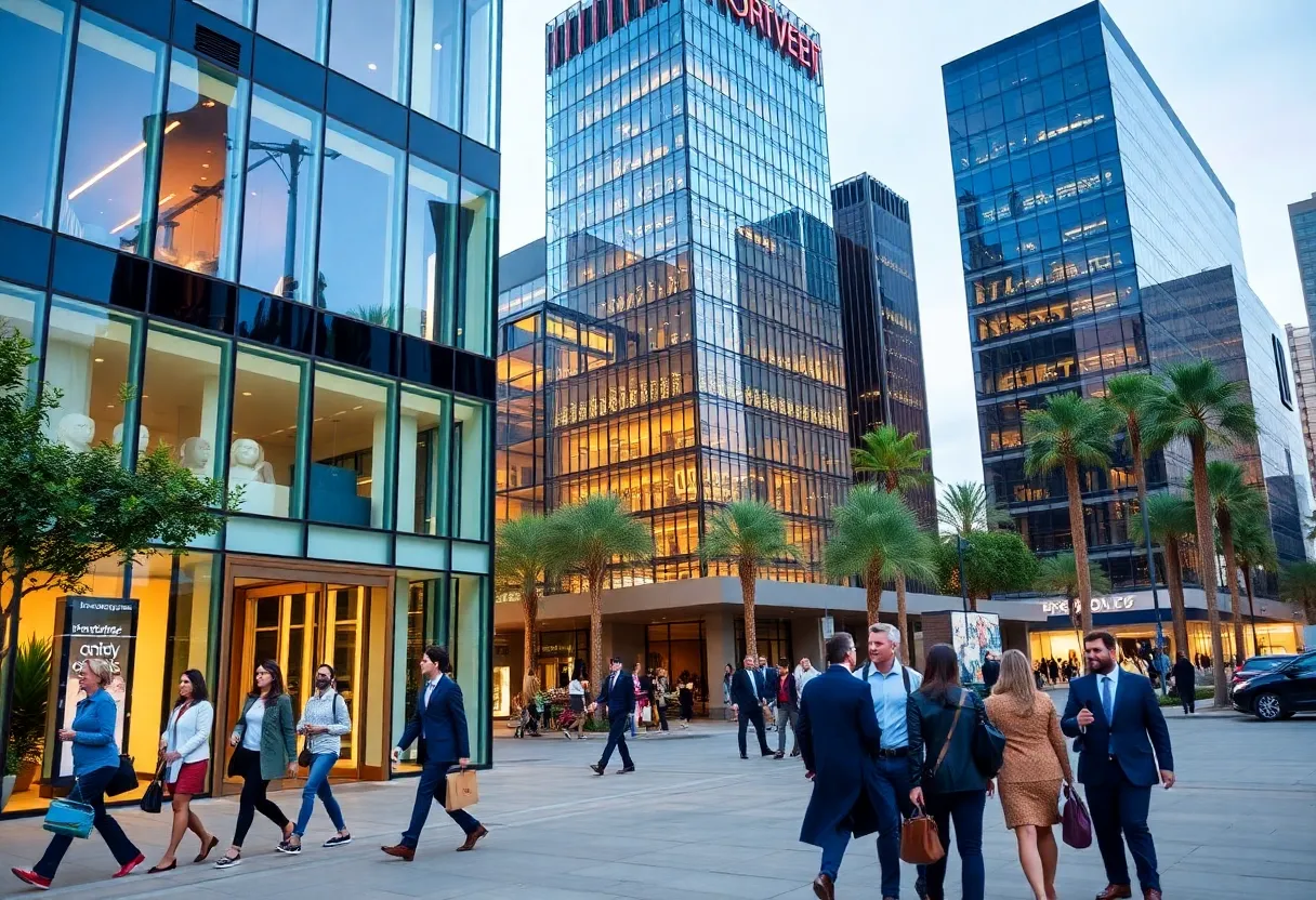 Business district in Phoenix featuring diverse employees