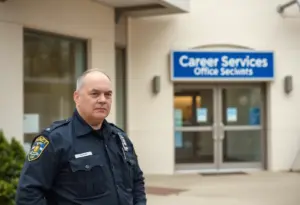 Police presence outside a career services office in Phoenix