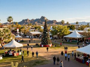 Phoenix Christmas Day with warm temperatures and festive decorations