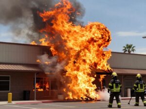 Firefighters on scene of a commercial building fire in North Phoenix