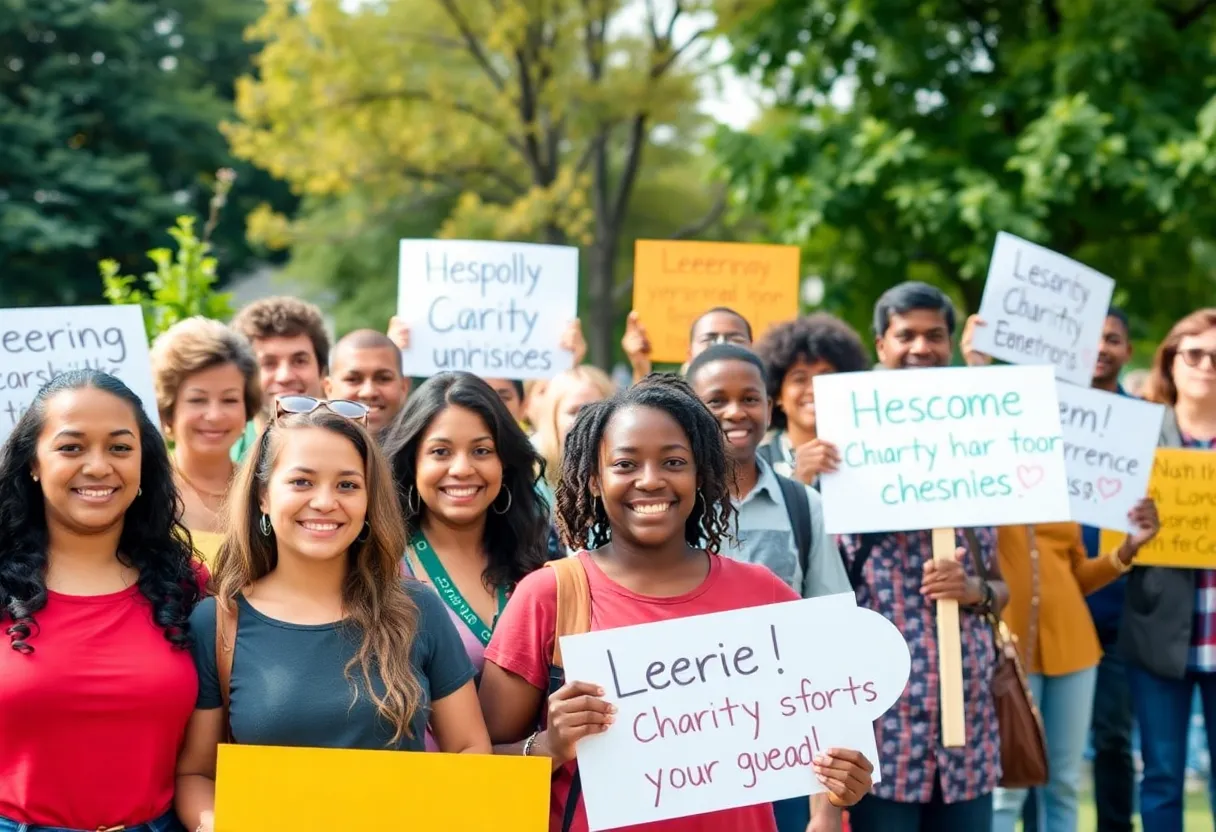 Community members in Phoenix supporting charity at an outdoor event.