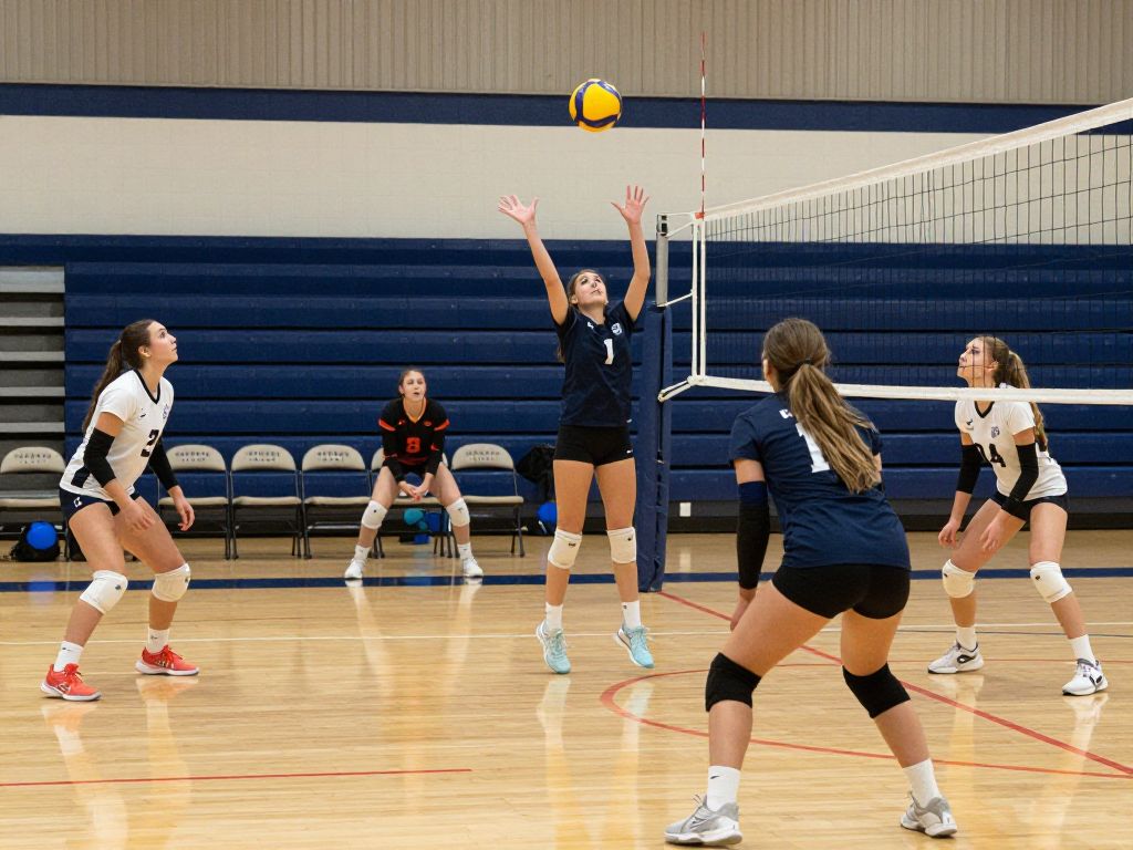 Female high school volleyball players competing in a match in Phoenix