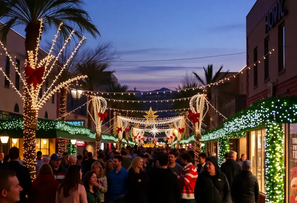 Festive holiday lights and decorations in Phoenix