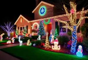 A stunning display of holiday lights at a Phoenix home during the Christmas season