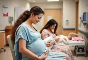 Maternity ward with new mothers and infants in Phoenix hospitals