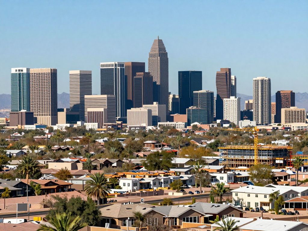Skyline of Phoenix showcasing residential developments and construction projects