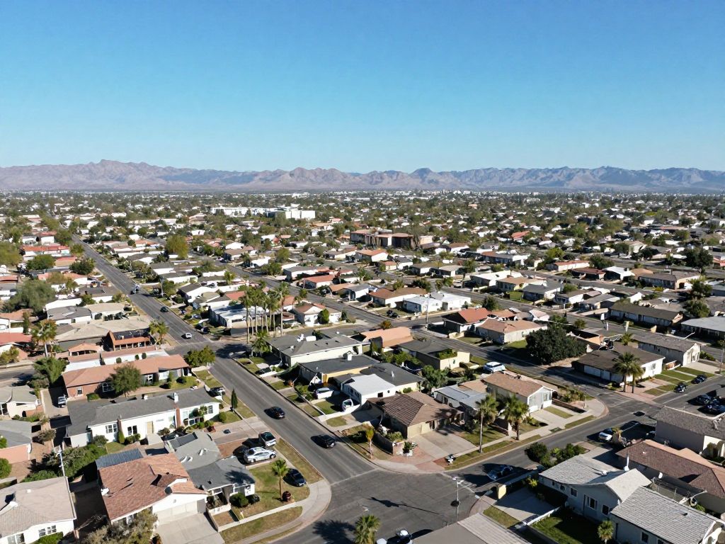 Aerial view of changing housing landscape in Phoenix, Arizona.