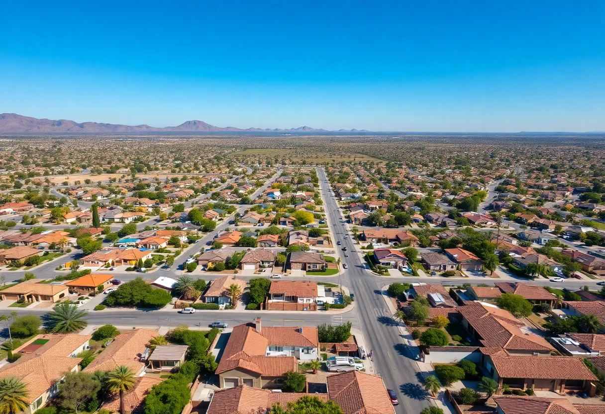 Aerial view of Phoenix housing neighborhoods