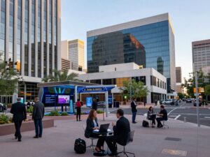 Phoenix Arizona city skyline with innovative business companies