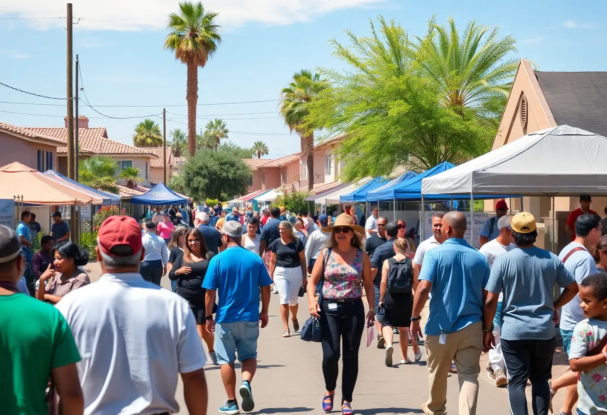 Community event in Phoenix, AZ with people interacting and engaging.
