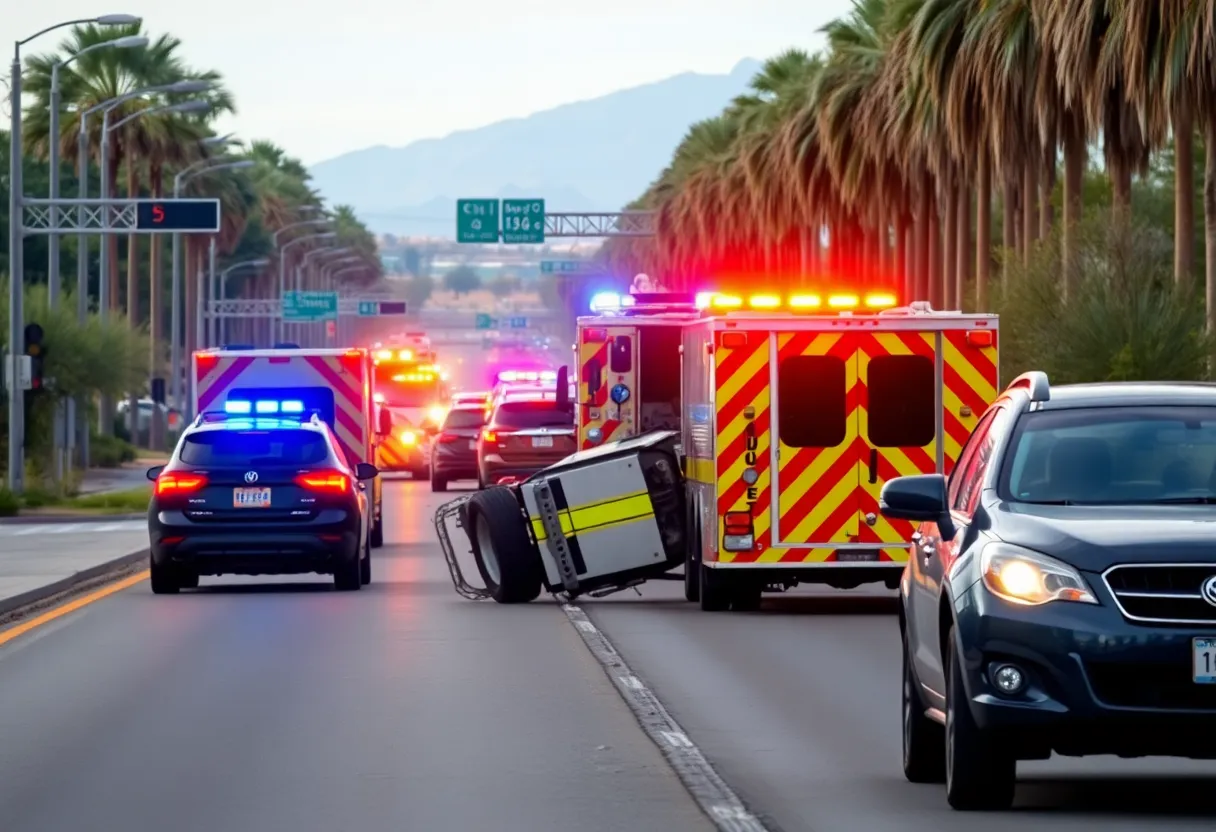 Emergency services attending to a rollover crash in Phoenix