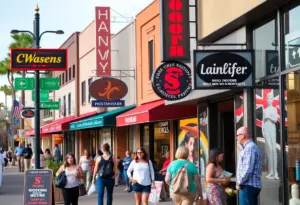 Diverse small businesses on a busy street in Phoenix