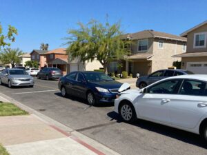 Scene of a traffic crash in a residential area in Phoenix