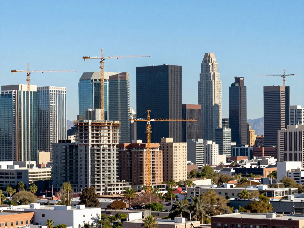 Phoenix skyline with construction cranes and new residential projects