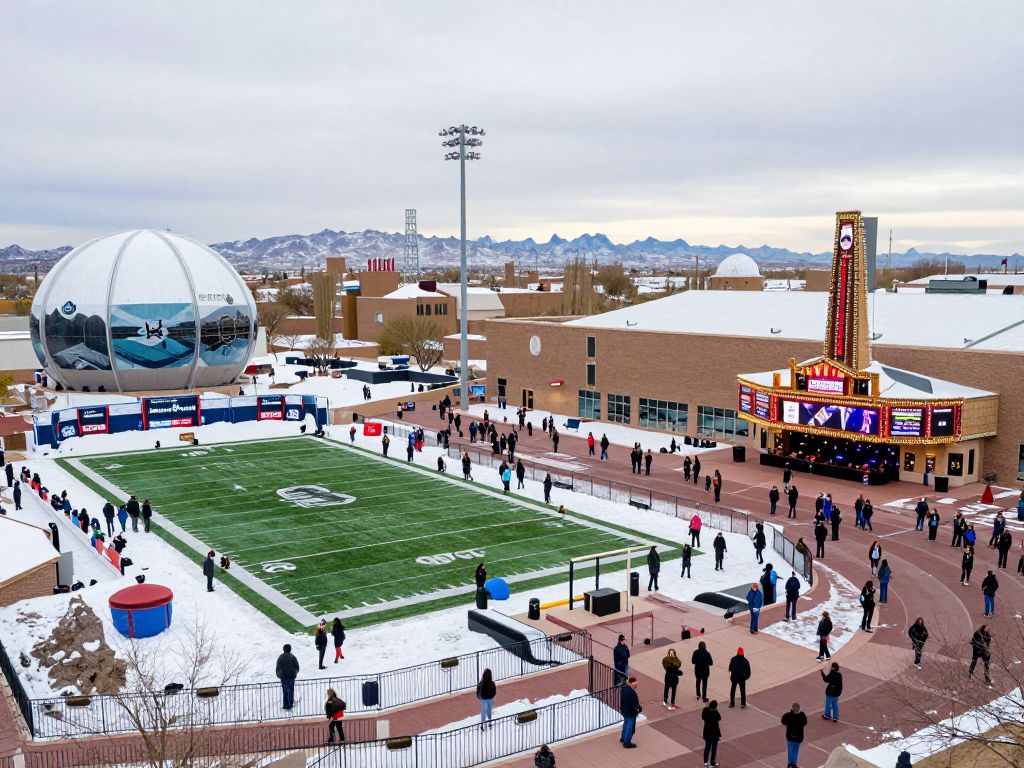 Community events in Phoenix showcasing winter activities, football, and theater.