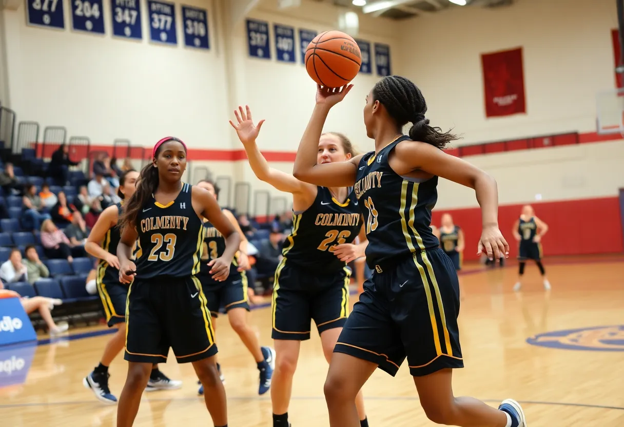 Pima Community College women’s basketball team playing against Phoenix College.