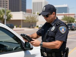 Police officers disabling a vehicle in Phoenix