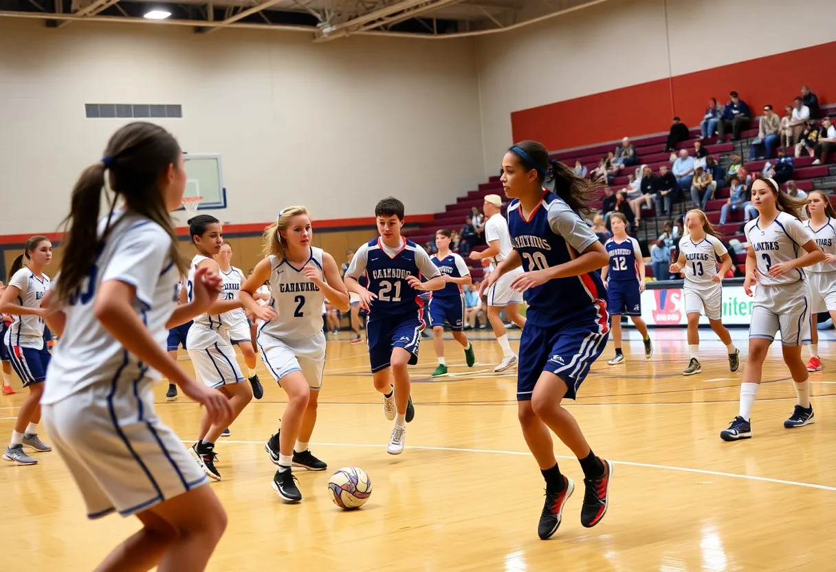 Athletes competing in high school basketball and soccer at Prescott High School