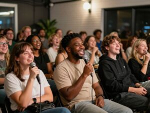 Audience laughing at a comedy show in Phoenix