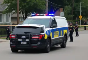 Police officers and vehicles at a barricade situation in Scottsdale neighborhood