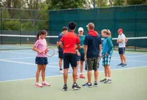 Students practicing tennis at a high school in Scottsdale
