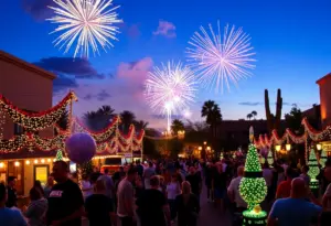 Vibrant New Year's Eve celebration in Scottsdale with fireworks and festivities